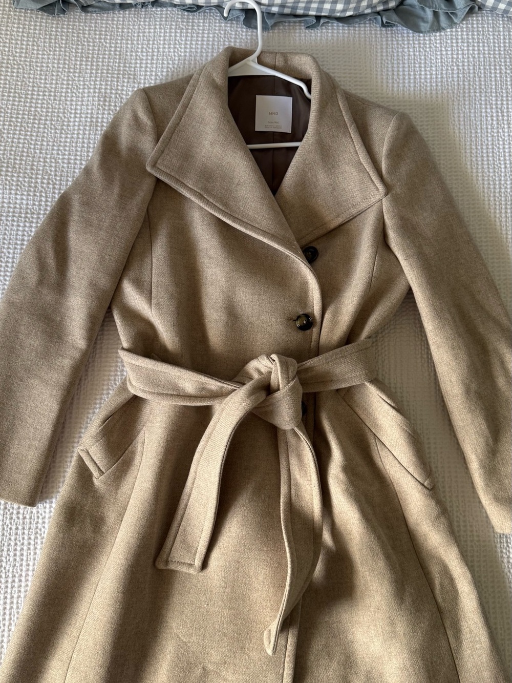 Mango Beige Tie-Waist Trench Coat - Picture 2 of 4